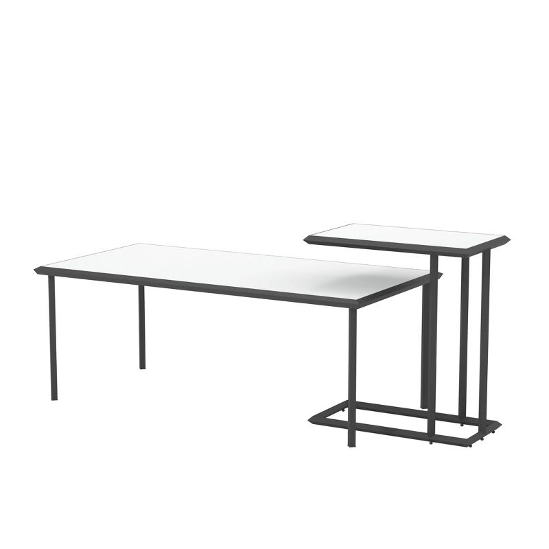 Inlissa 2 Open Shelf Console Table Gun Metal/White High Gloss - miBasics