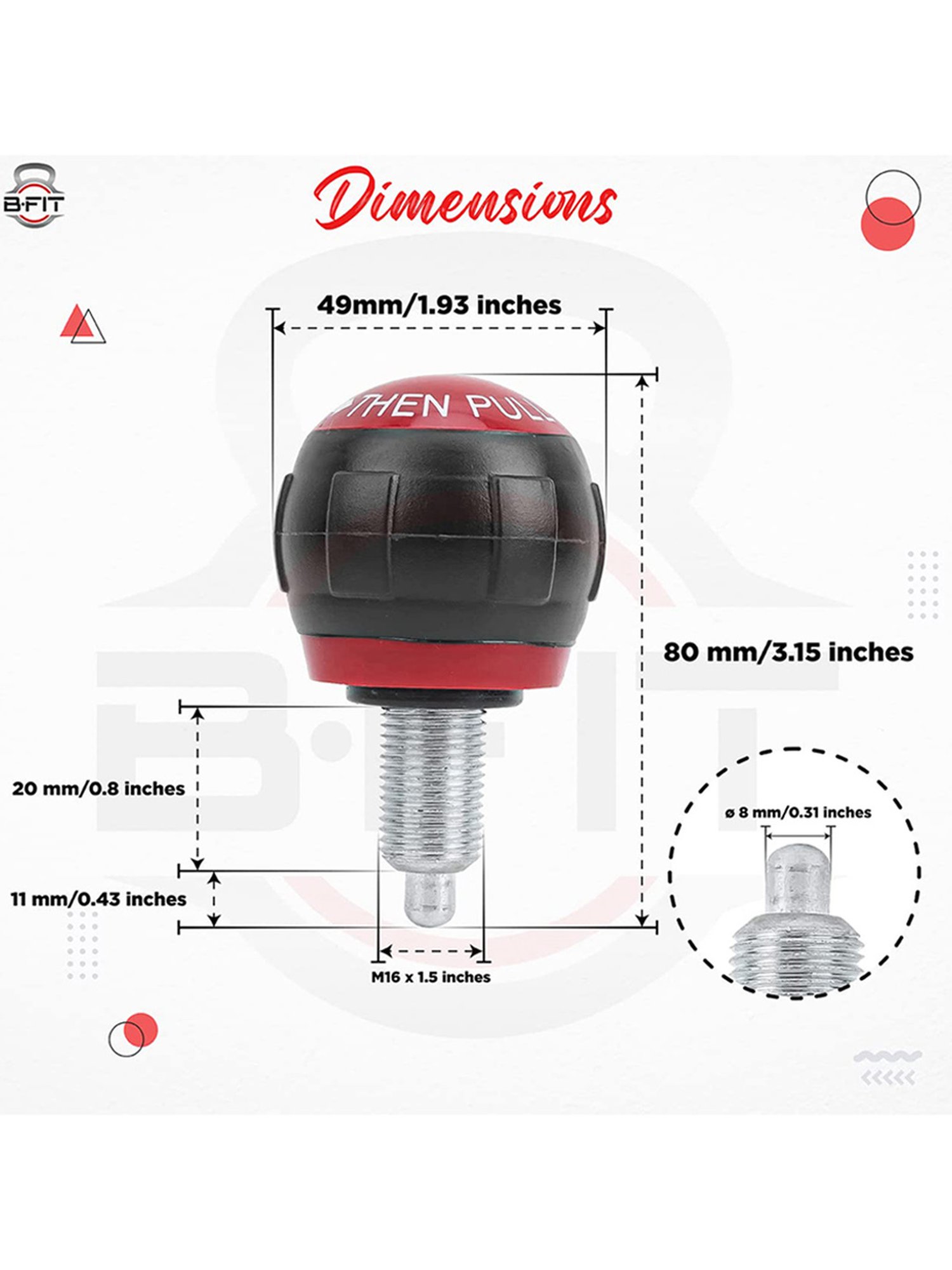 B Fit Pull Pin Spring Knob Replacement Parts 2 Piece (Red)