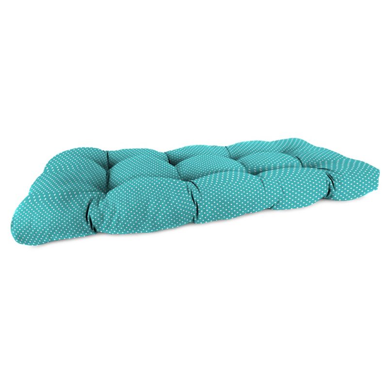 Outdoor Wicker Loveseat Cushion In Mini Dots Ocean  - Jordan Manufacturing