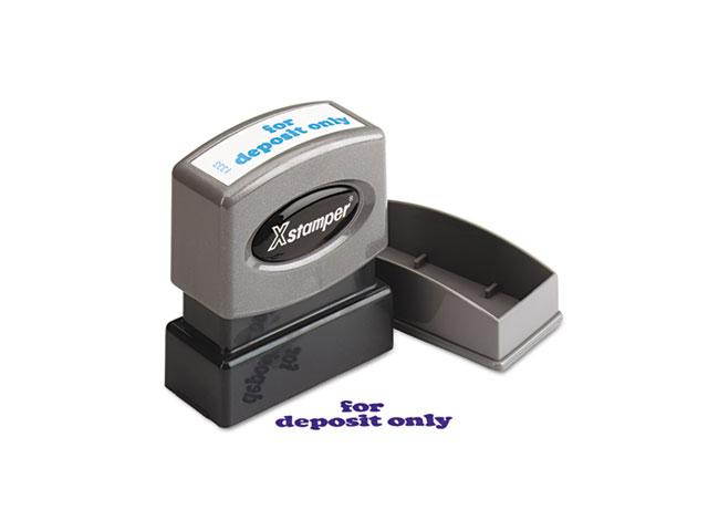 Xstamper ECO-GREEN 1333 Title Message Stamp, for DEPOSIT ONLY, Pre-Inked/Re-Inkable, Blue