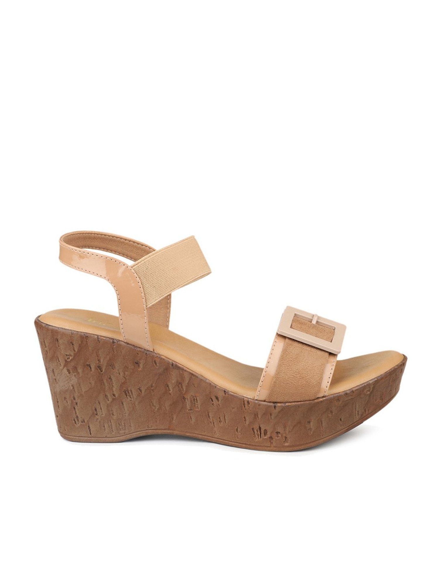 Inc.5 Women's Beige Ankle Strap Wedges