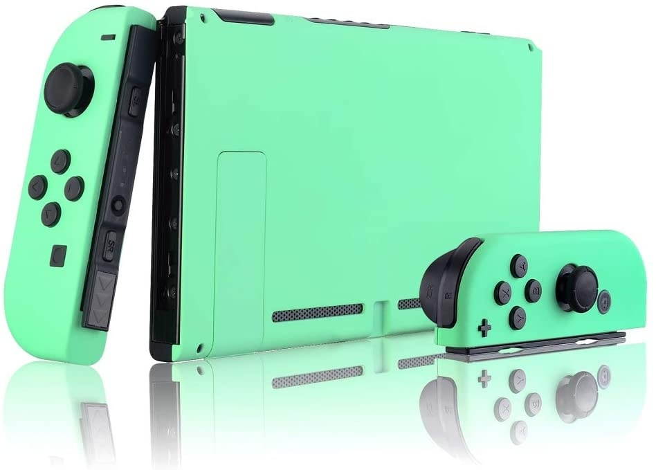 eXtremeRate Soft Touch Grip Back Plate for Nintendo Switch Console, NS Joycon Handheld Controller Housing with Full Set Buttons, DIY Replacement Shell for Nintendo Switch - Mint Green