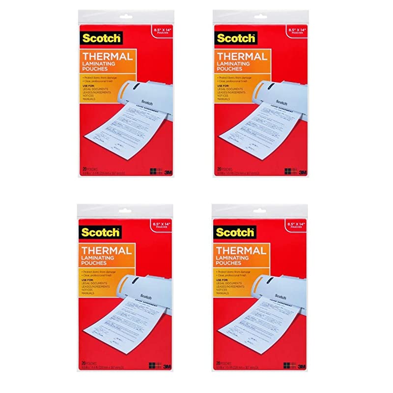 Thermal Laminating Pouches 85 x 14 Inches 20 Pouches 4PACK
