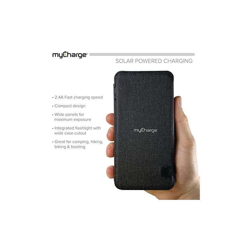 Solar Charger Portable Power Bank - PowerFold 8000 mAh Internal Battery Rugged Dual USB Battery Pack for Camping, Outdoors Accessories, Cell Phones for Apple iPhone, iPad & Android