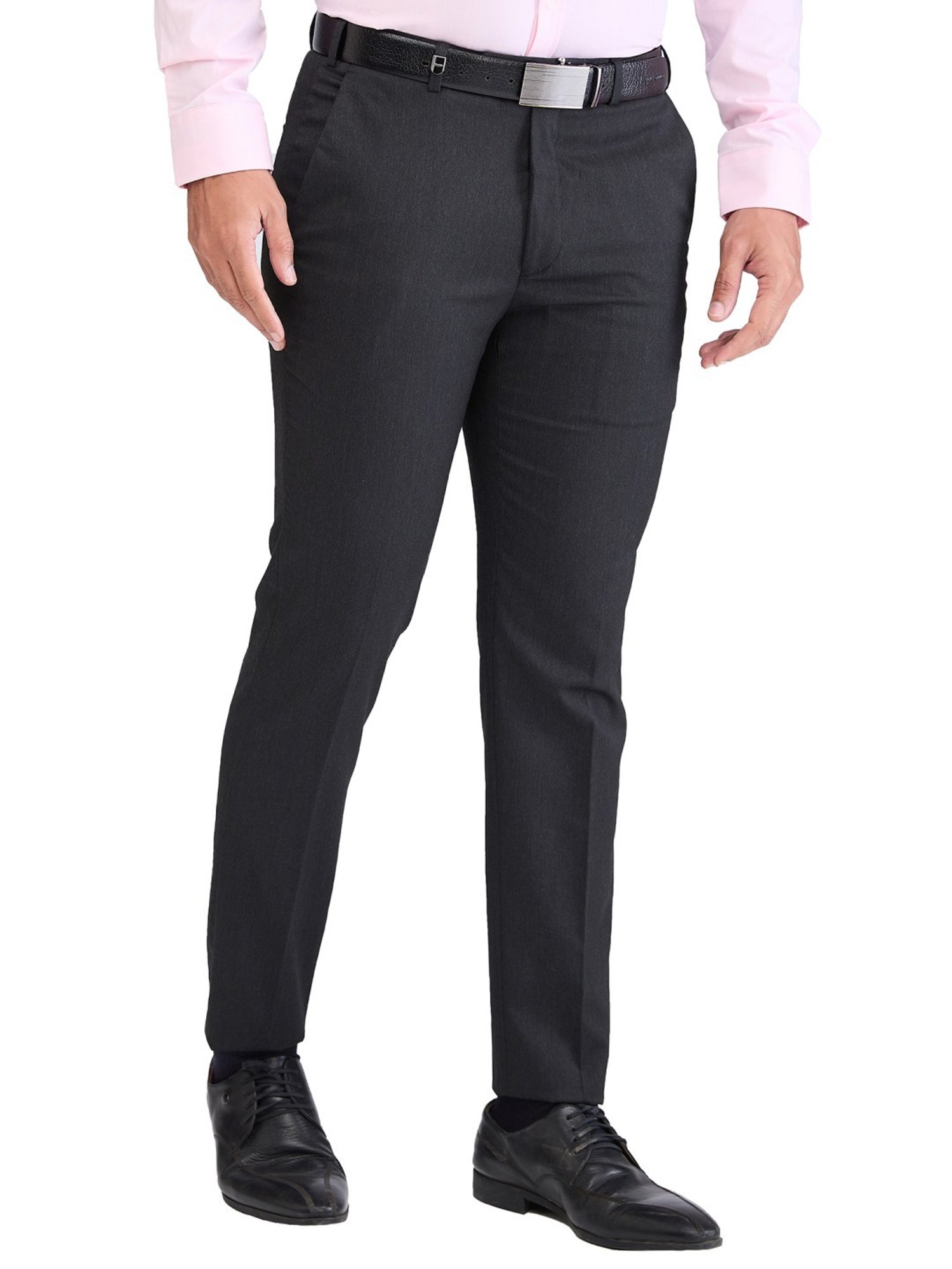 Park Avenue Grey Super Slim Fit Texture Trousers