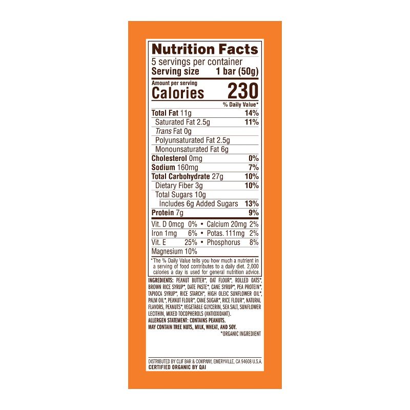 CLIF Nut Butter Bar - Peanut Butter Energy Bars - 8.8oz/5ct
