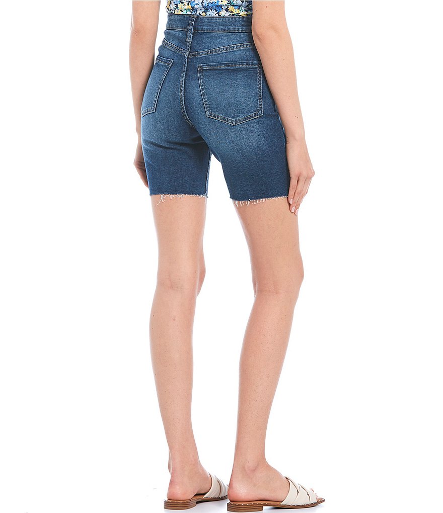 Celebrity Pink Destructed Raw-Hem Cut-Off Denim Bermuda Shorts