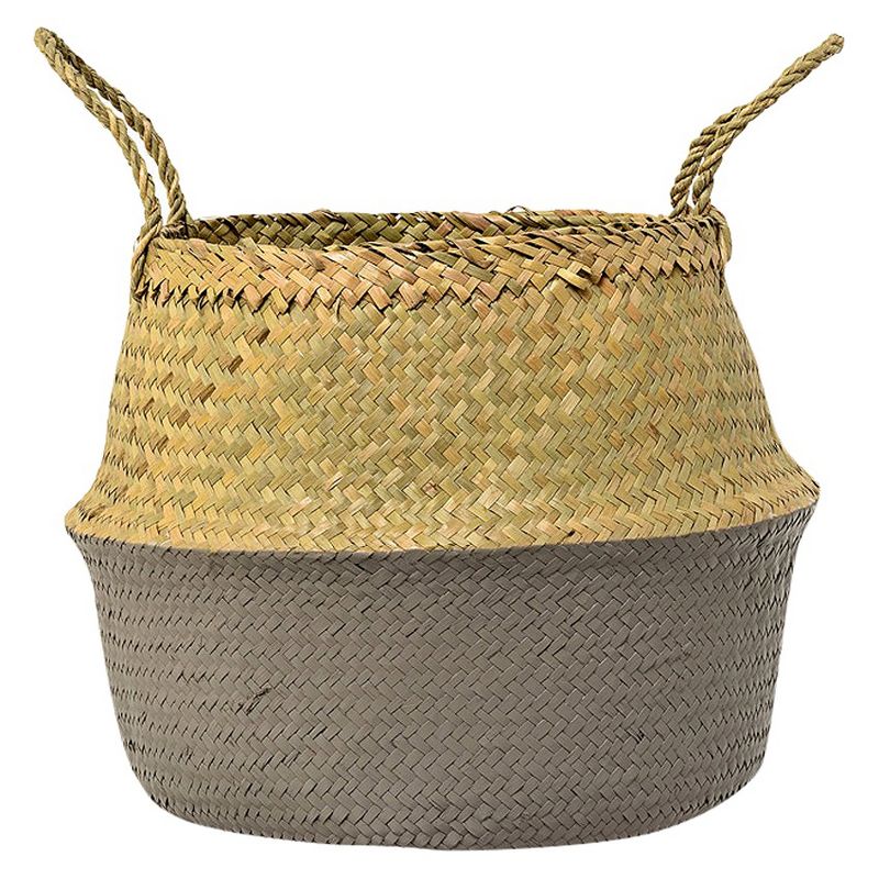 Seagrass Basket with Handles 12" x 15" Natural/Gray - 3R Studios