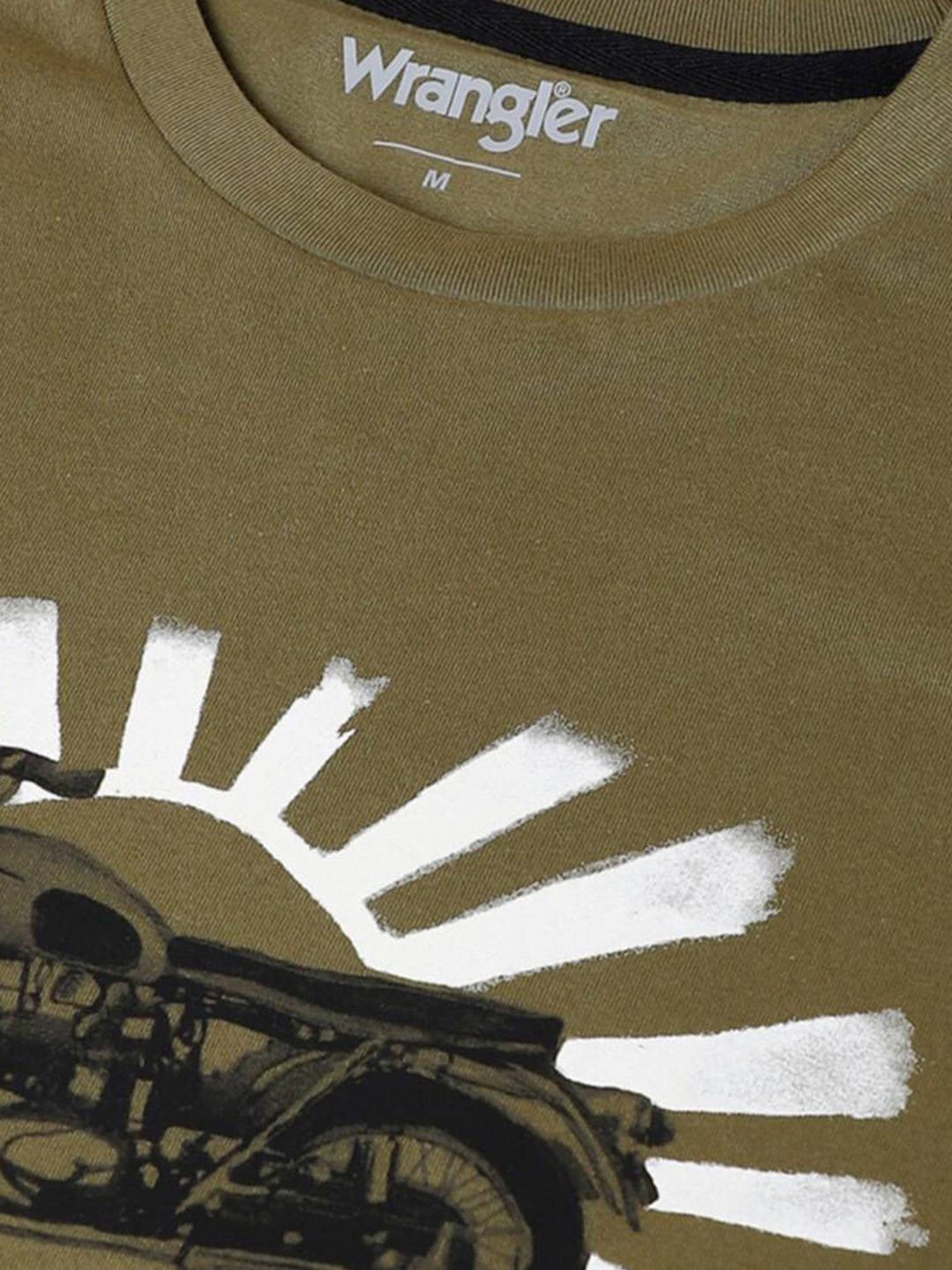 Wrangler Winter Moss Cotton Regular Fit Printed T-Shirt