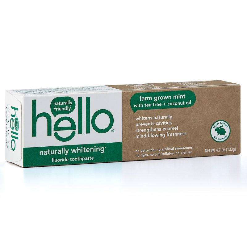 hello Naturally Whitening Fluoride Toothpaste , sls Free and Vegan , 4.7oz