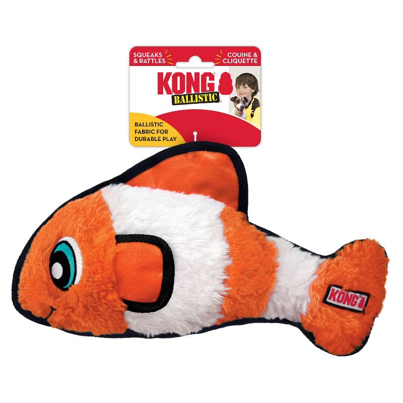 KONG Tough Plush Fish Dog Toy - Orange