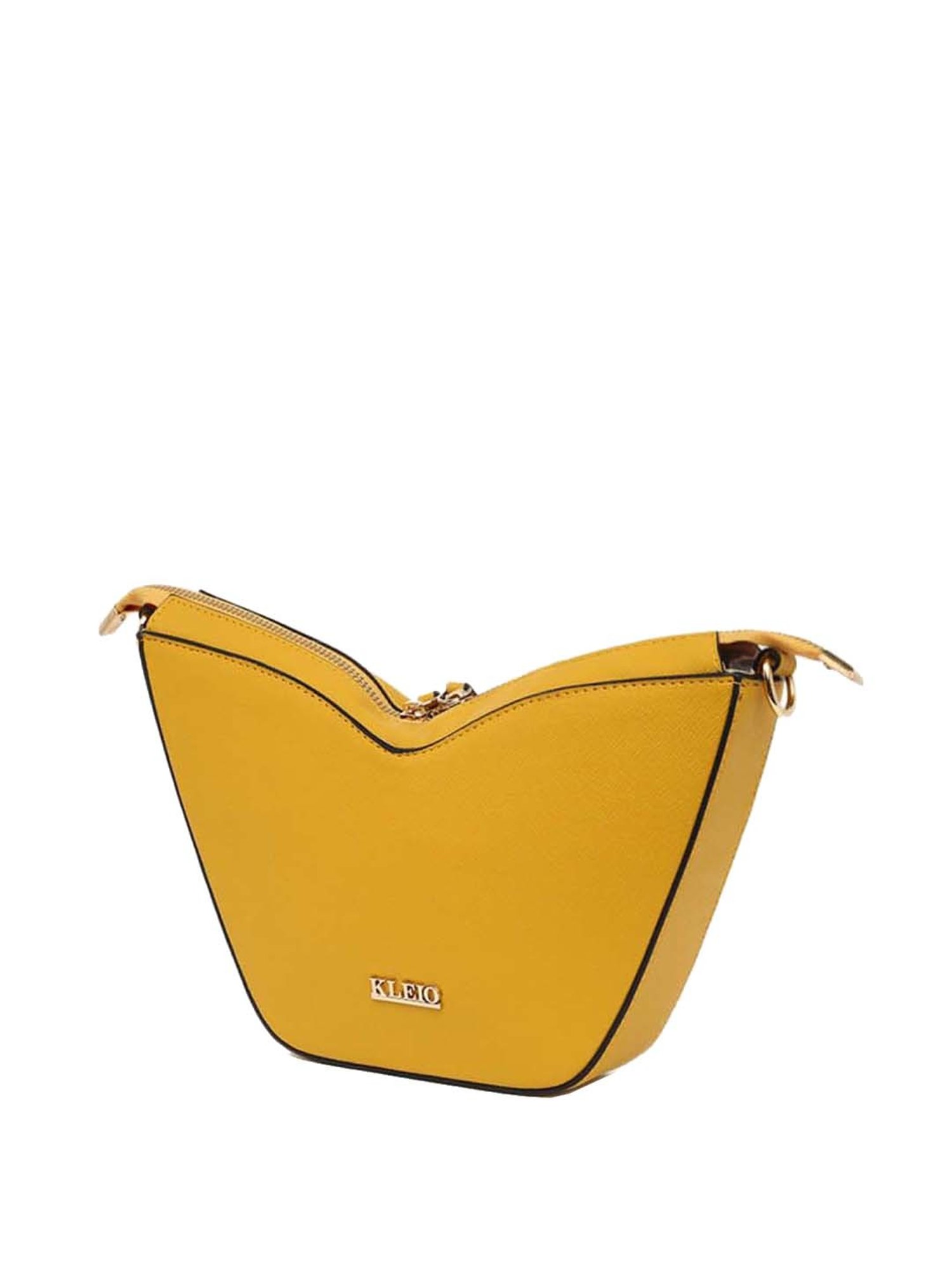 KLEIO Mustard Solid Small Sling Handbag