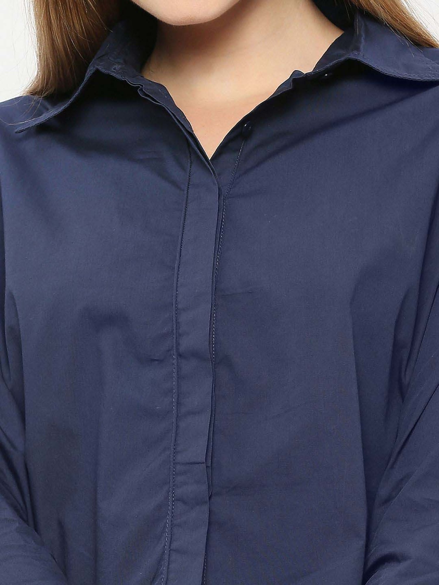 Remanika Blue Pure Cotton Cropped Shirt