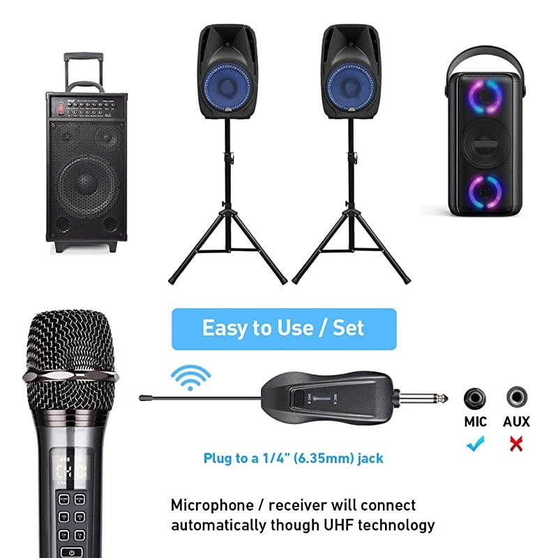 Wireless Microphone Wireless Microphone System with Adjustable Echo Volume UHF Wireless Microphone for Church Party