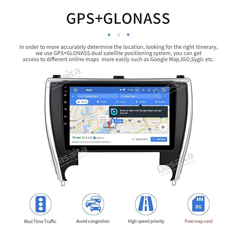 10 inch Large Screen Single Din Android 10.0 Car Stereo for Toyota Camry 2015 2016 2017 Radio with GPS Navigation 4G Ram 64G ROM Built in DSP Dash Kit GPS Meomery Card