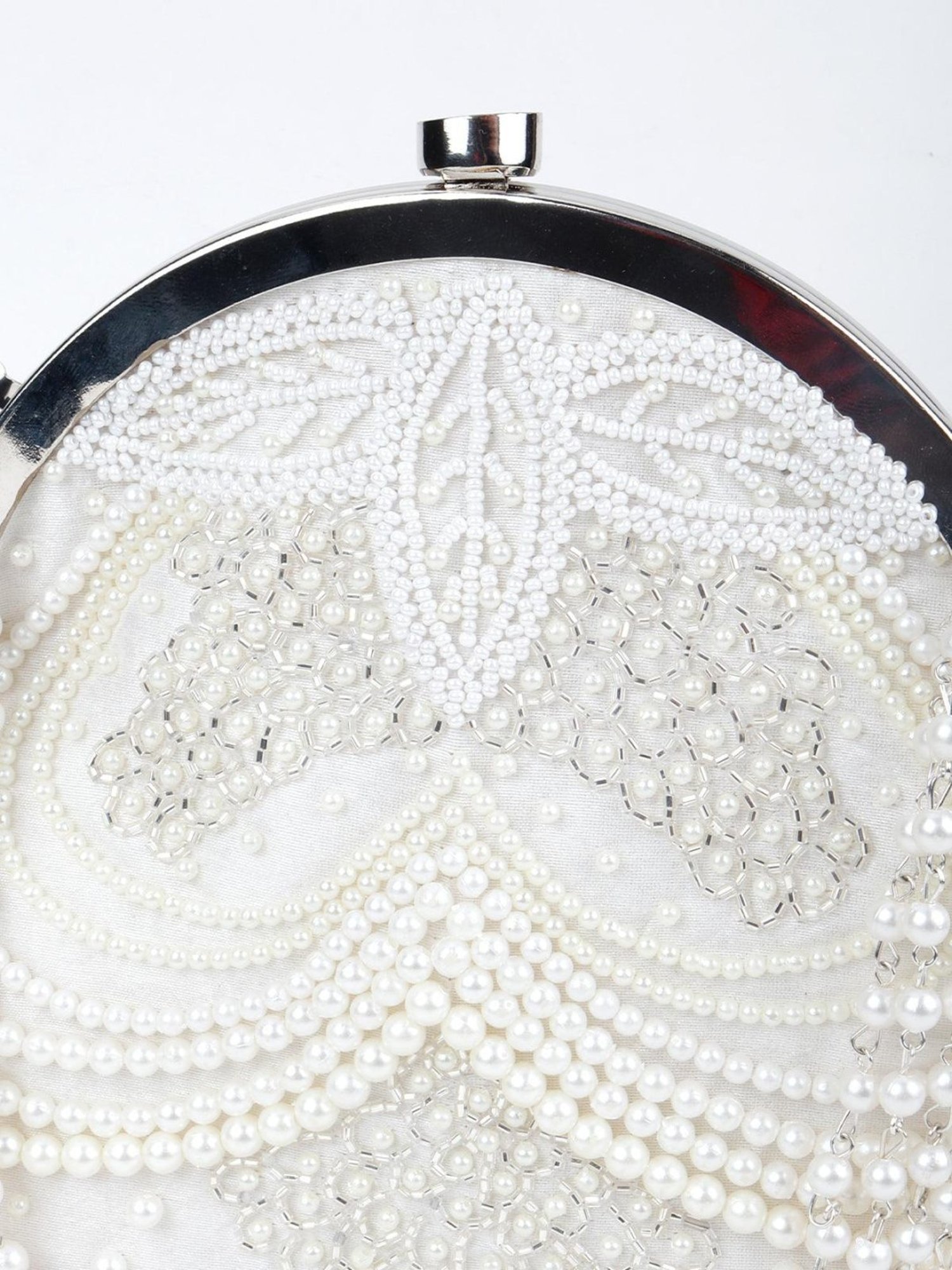 Odette White Solid Handbag