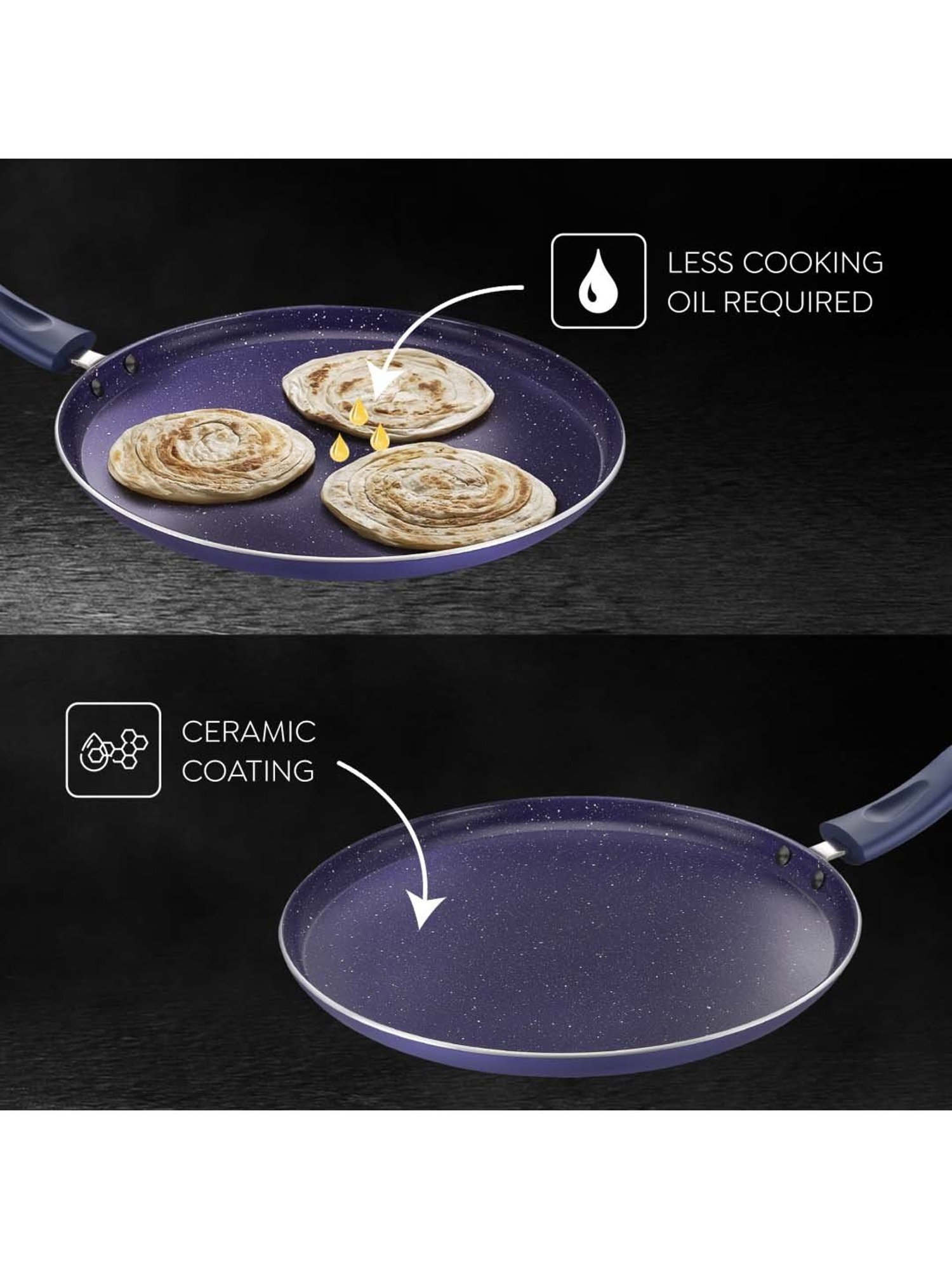 Prestige Ceraglide Ceramic Coating Blue Aluminium 25 cm Induction Non-Stick Tawa (1 L)
