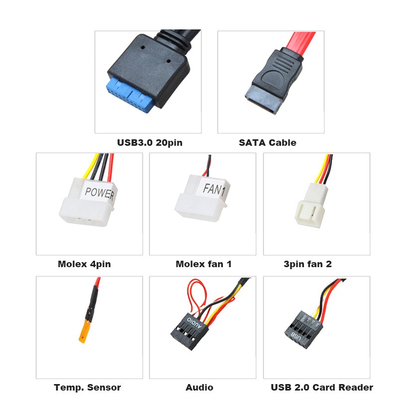 5.25" Media Dashboard Multi-function USB 2.0 SD,CF,MS,XD TF M2 Card Reader w/ eSATA,2x USB3.0,fan speed controller,LED display