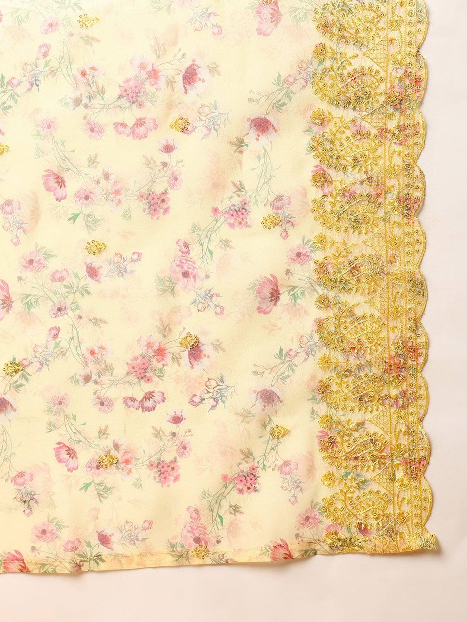 Vaamsi Yellow Embroidered Kurta Pant Set With Dupatta