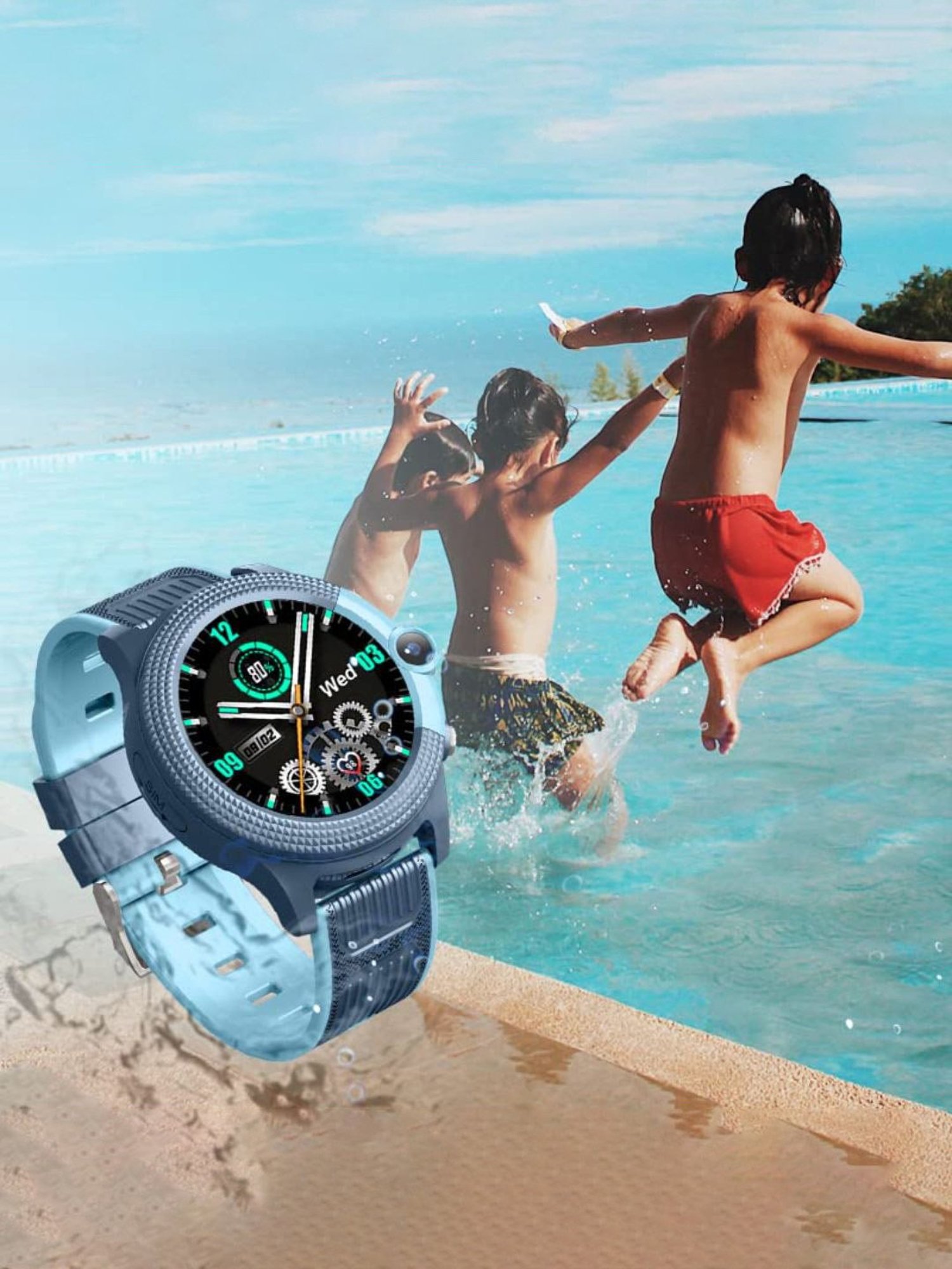 Turet Next Gen LTE 4G Smartwatch for Kids with Voice & Video Call, SOS, HD Camera (Blue)