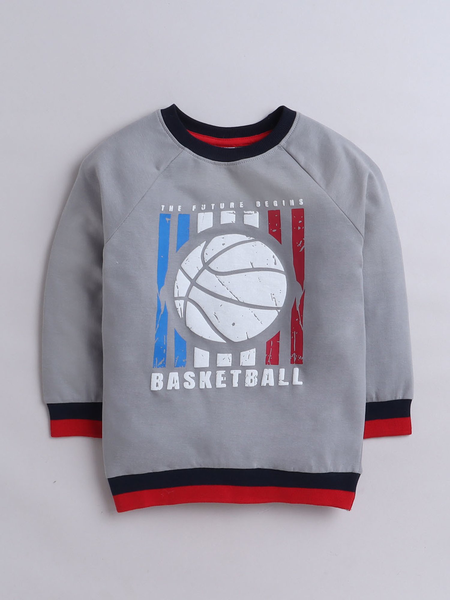 BUMZEE Grey Boys Full Sleeves Cotton Sweatshirt Age - 5-6 Years