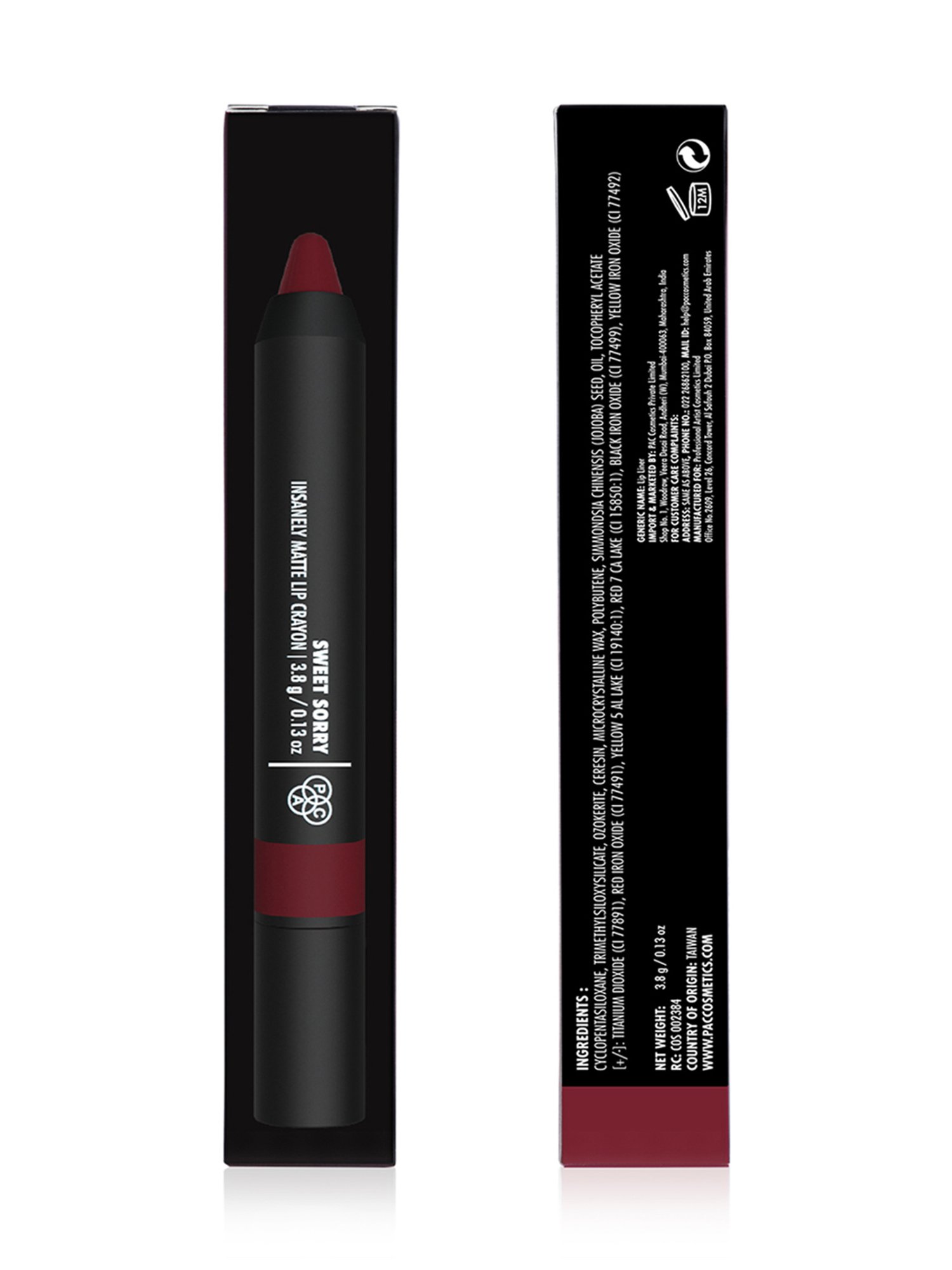 Lenphor Matte Show-Off Lip Crayon Cupid Red - 2.8 gm