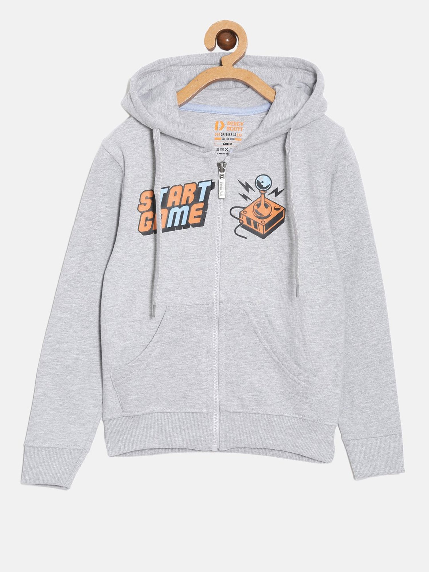 Dixcy Scott Originals Kids Grey Printed Full Sleeves Hoodie