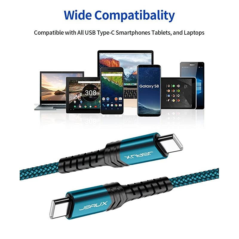 USB C to USB C 60W Cable 3Pack 03m+1m+2m USB Type C Charger Cord Compatible with Samsung Galaxy S20+ Note 20 Ultra Note 10+ MacBook AirPro 13 iPad Pro 20202018 Pixel 234 XL Green