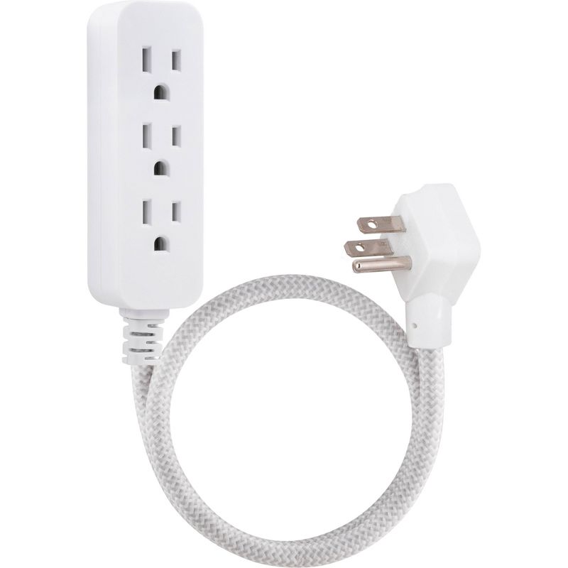 Cordinate  2' 3 Outlets Grounded Extension Cord Gray