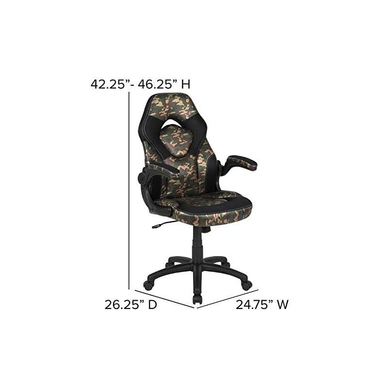 X10 Gaming Chair Racing Office Ergonomic Computer PC Adjustable Swivel Chair with Flip-Up Arms, Camouflage/Black LeatherSoft