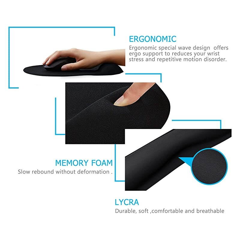 Keyboard and Mouse Pad with Gel Wrist Rest Support Memory Foam Set with Non Slip Rubber Base for Office Gaming Computer Laptop and Mac