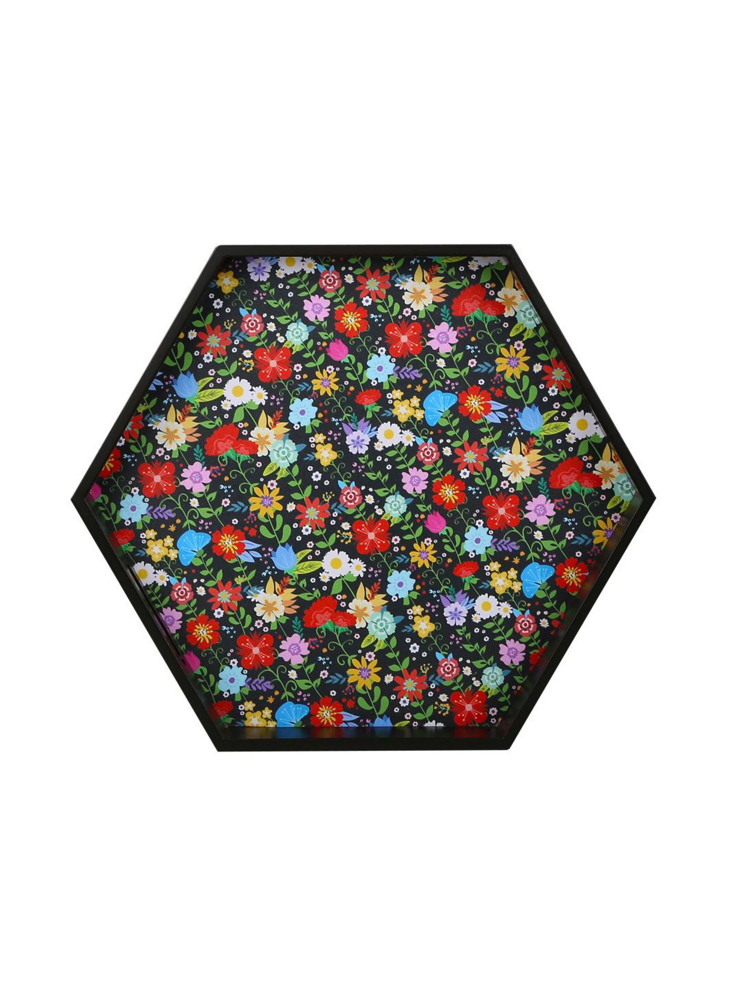 Crayton Floral MDF Hexagon Serving Tray - Set of 1