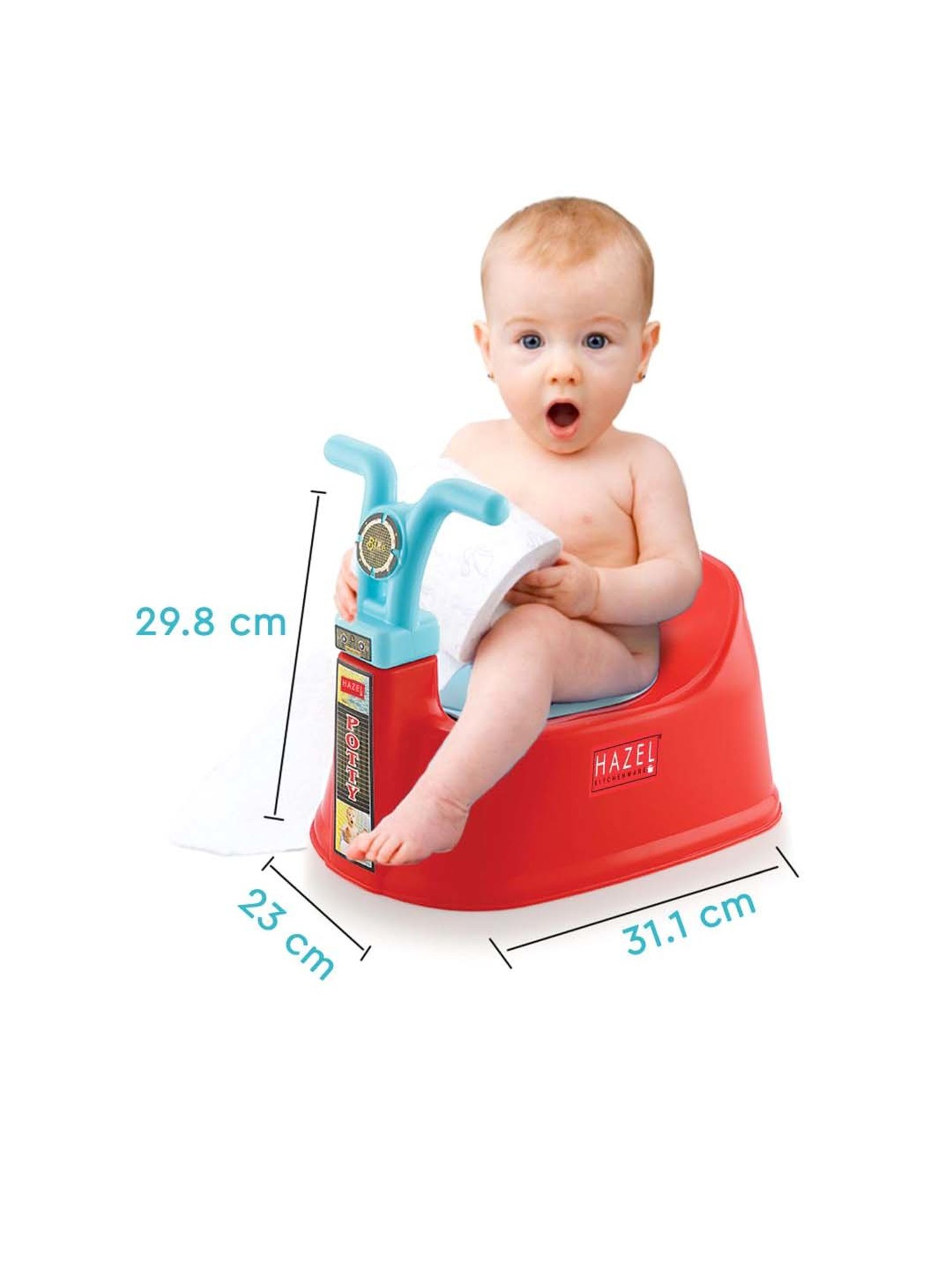 HAZEL Red & Blue Plastic Bike-Shaped Baby Toilet Chair With Closing Lid