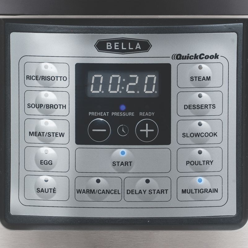 Bella 14719 Easy to Use Innovative 10-in-1 Programmable Large 6 Quart Capacity Versatile Multi Cooker, Stainless Steel