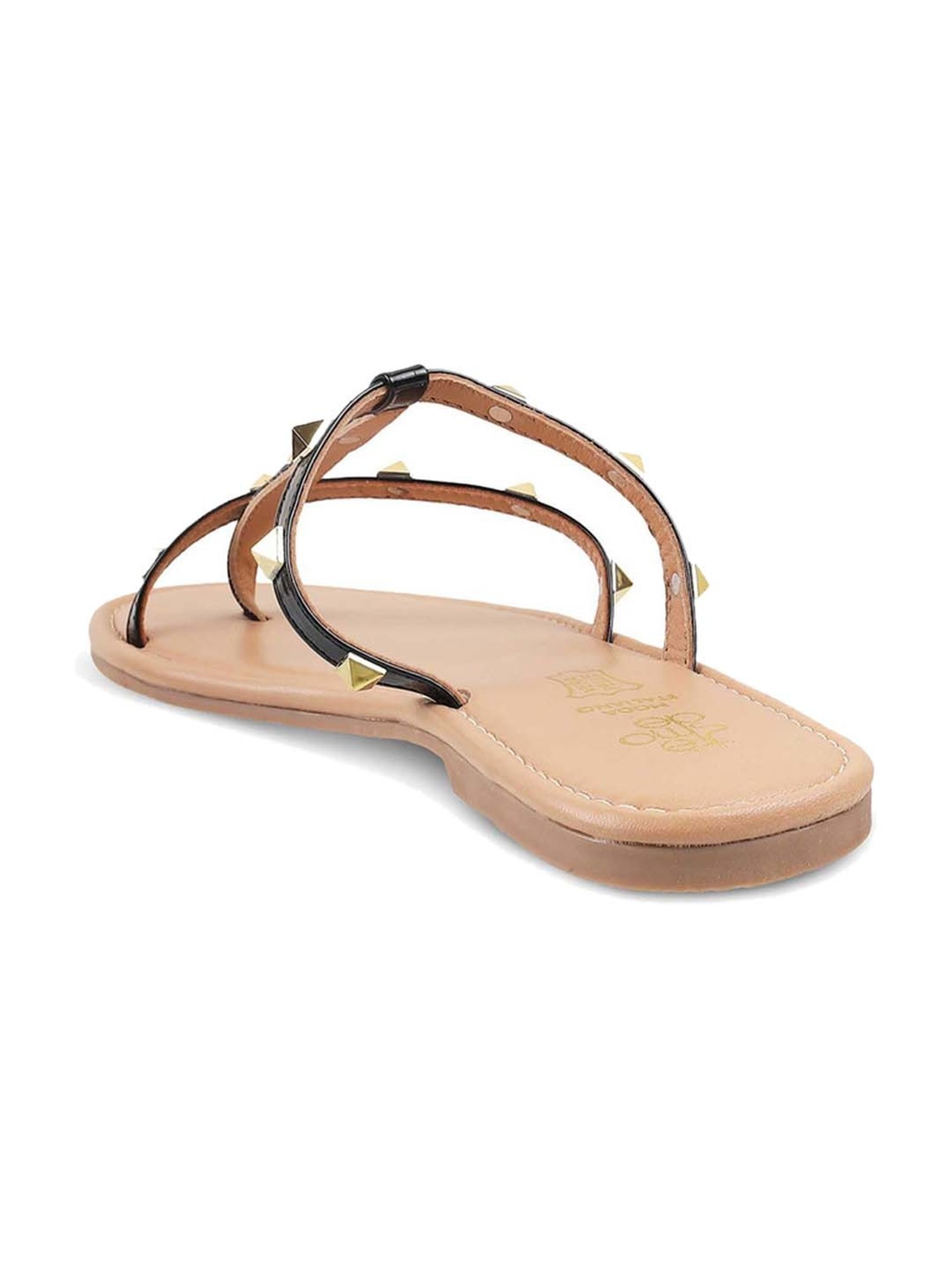 Tresmode Women's Black Toe Ring Sandals