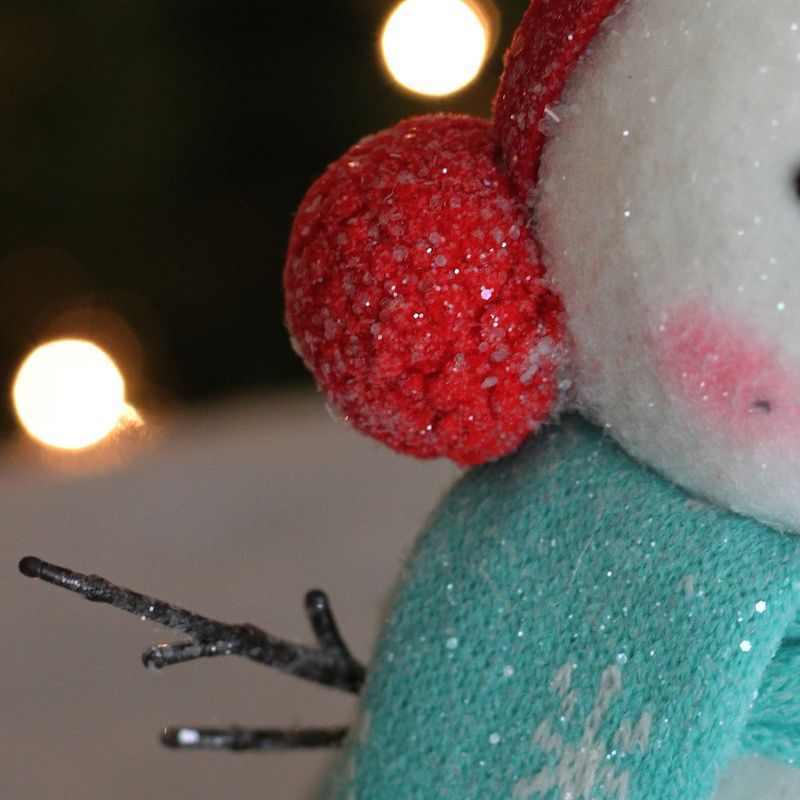 Napco 10" White and Red Snowman in Scarf Christmas Figure Decoration