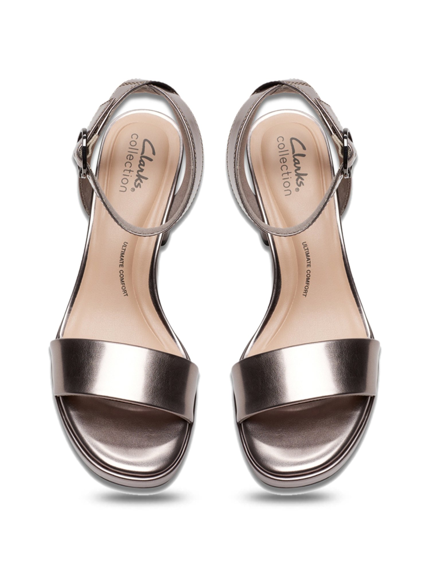 Clarks Women's AmbyrLyn Bay Gun Metal Ankle Strap Sandals