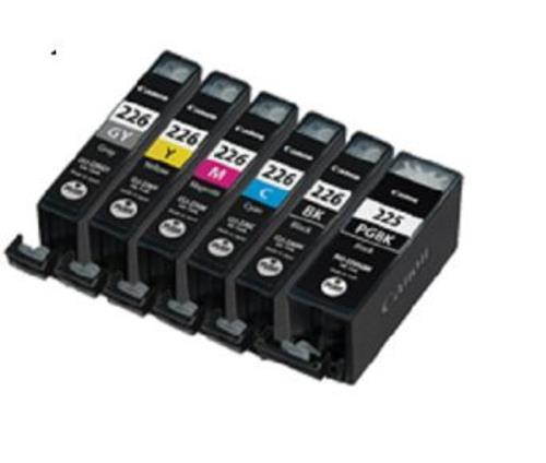 Laser Tek Services&reg; 6 Pack of Canon compatible PGI-225 and CLI-226 inks. (1BK,1k,1C,1M,1Y,1Gy)