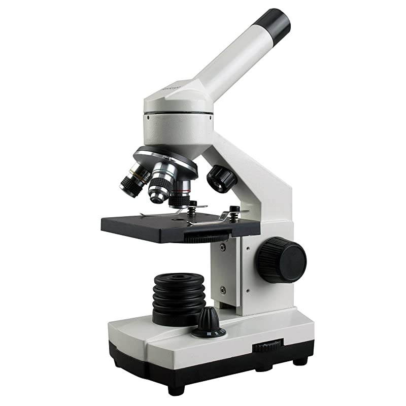 Cordless LED Metal Frame Compound Microscope w Top Bottom Lights