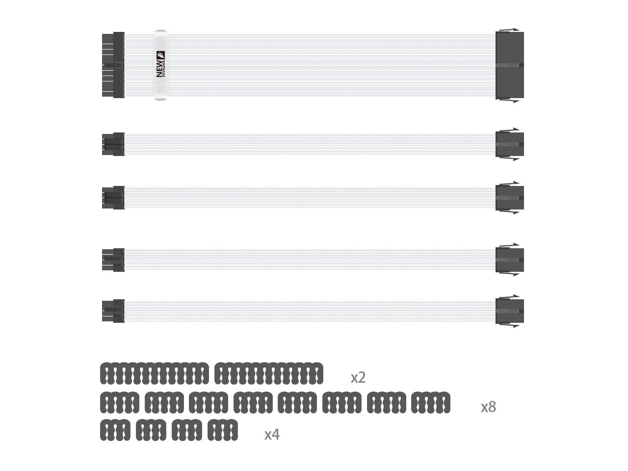 Graphics Card 6+2Pin 8Pin Male to Male Adapter Power Cable for Great Wall Dragon Module Power Supply with Net Cover,Black,about 58cm