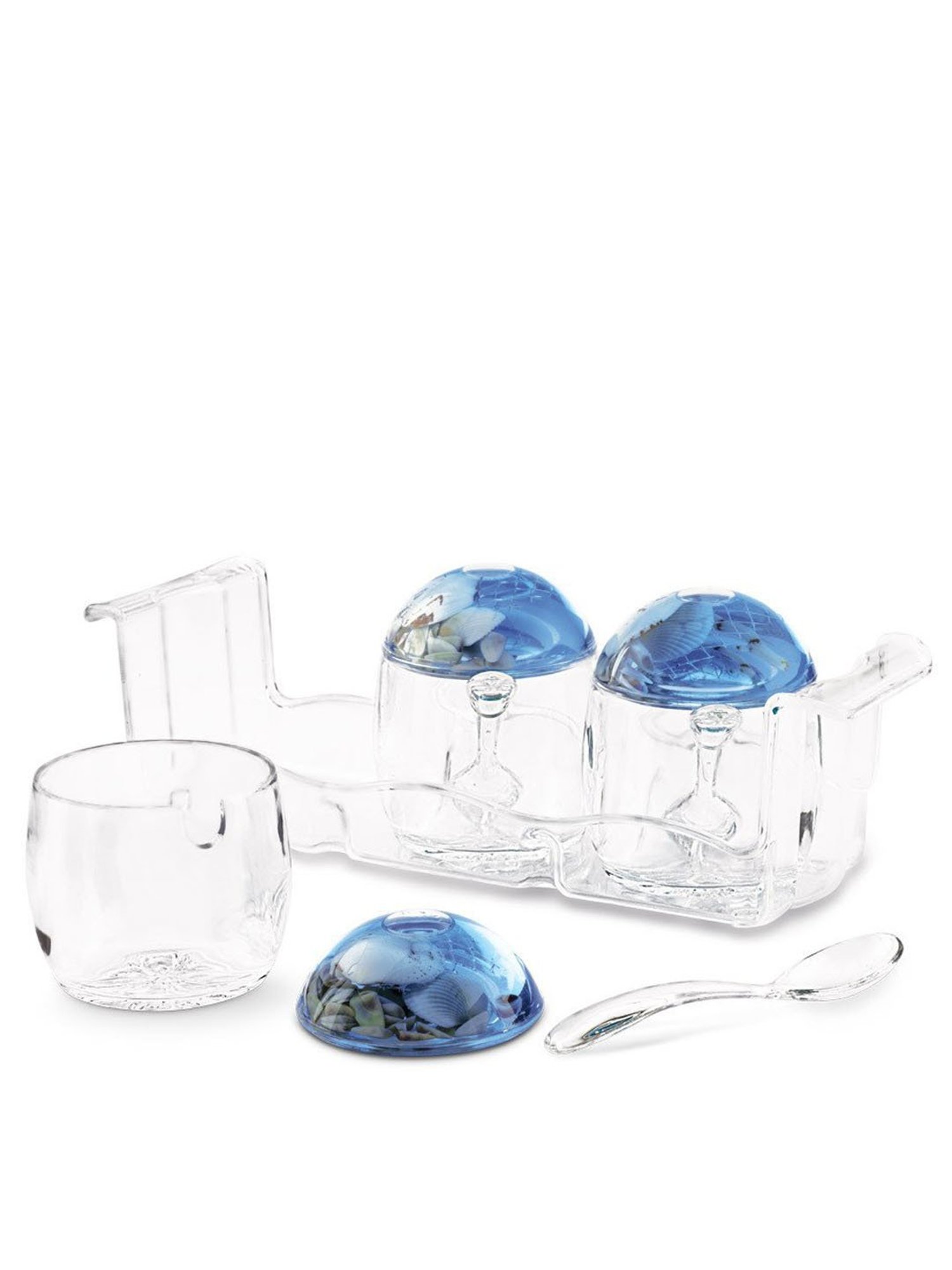 Freelance Blue Acrylic Set of 3 Jars and Container