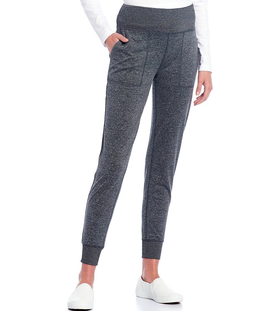 Kinesis High Rise Charcoal Heather Soft Suede Jersey Slim Joggers