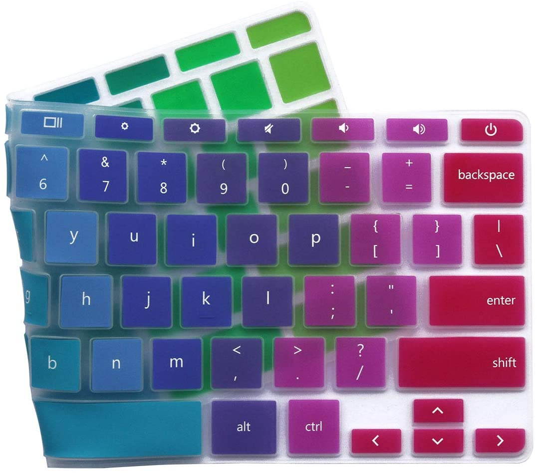 Silicone Keyboard Skin for HP Chromebook 14-X 14-ak 14-ca 14-db Series, HP Chromebook 14 G2 G3 G4 Series, HP Chromebook 11 G2, G3, G4, G5, G6 EE Series, 11.6" HP Chromebook x360 11-ae Series Rainbow