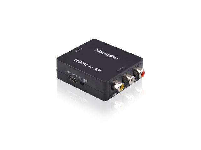 XtremPro HDMI to AV Converter, HDMI to RCA, 3RCA 1080p AV CVBS Composite Video Audio Converter Adapter Supt PAL, NTSC, USB Charge Cable for HD Camara, PC, Laptop, HD DVD, Projector etc - Black (61085)