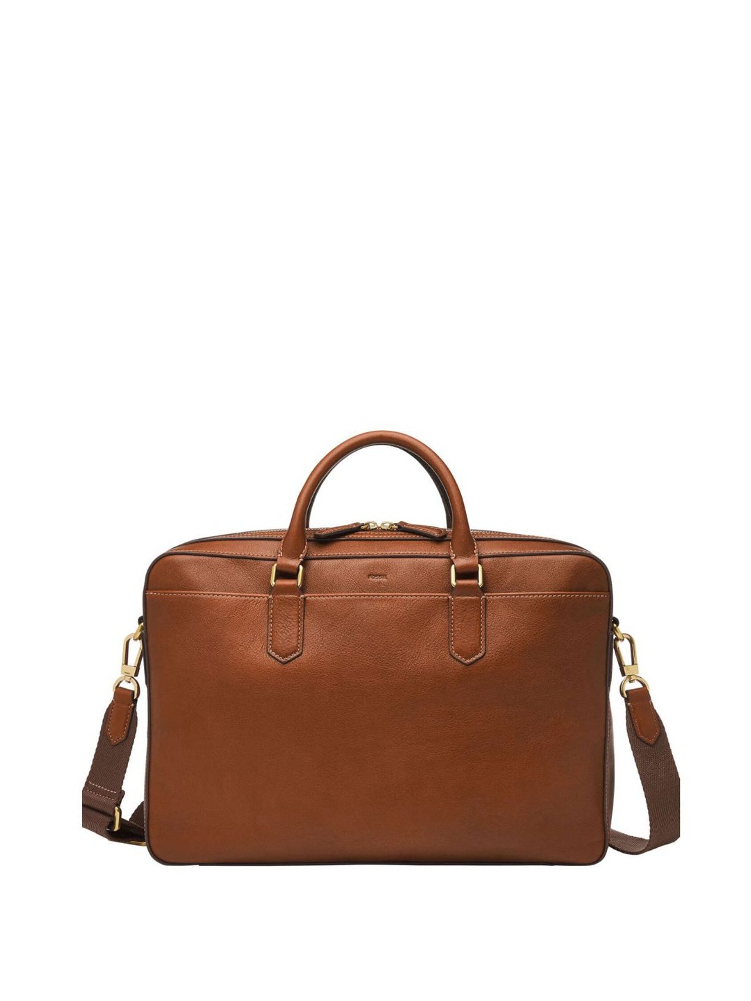 Fossil Asher Brown Leather Medium Messenger Bag