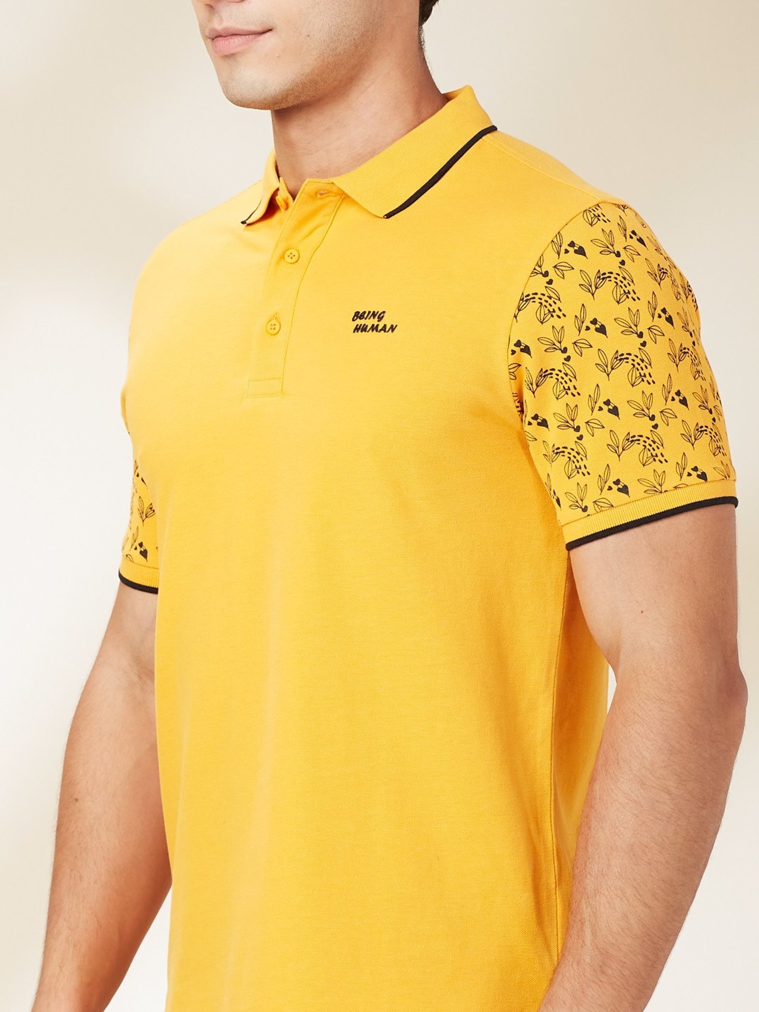 Being Human Orange Regular Fit Printed Polo T-Shirt