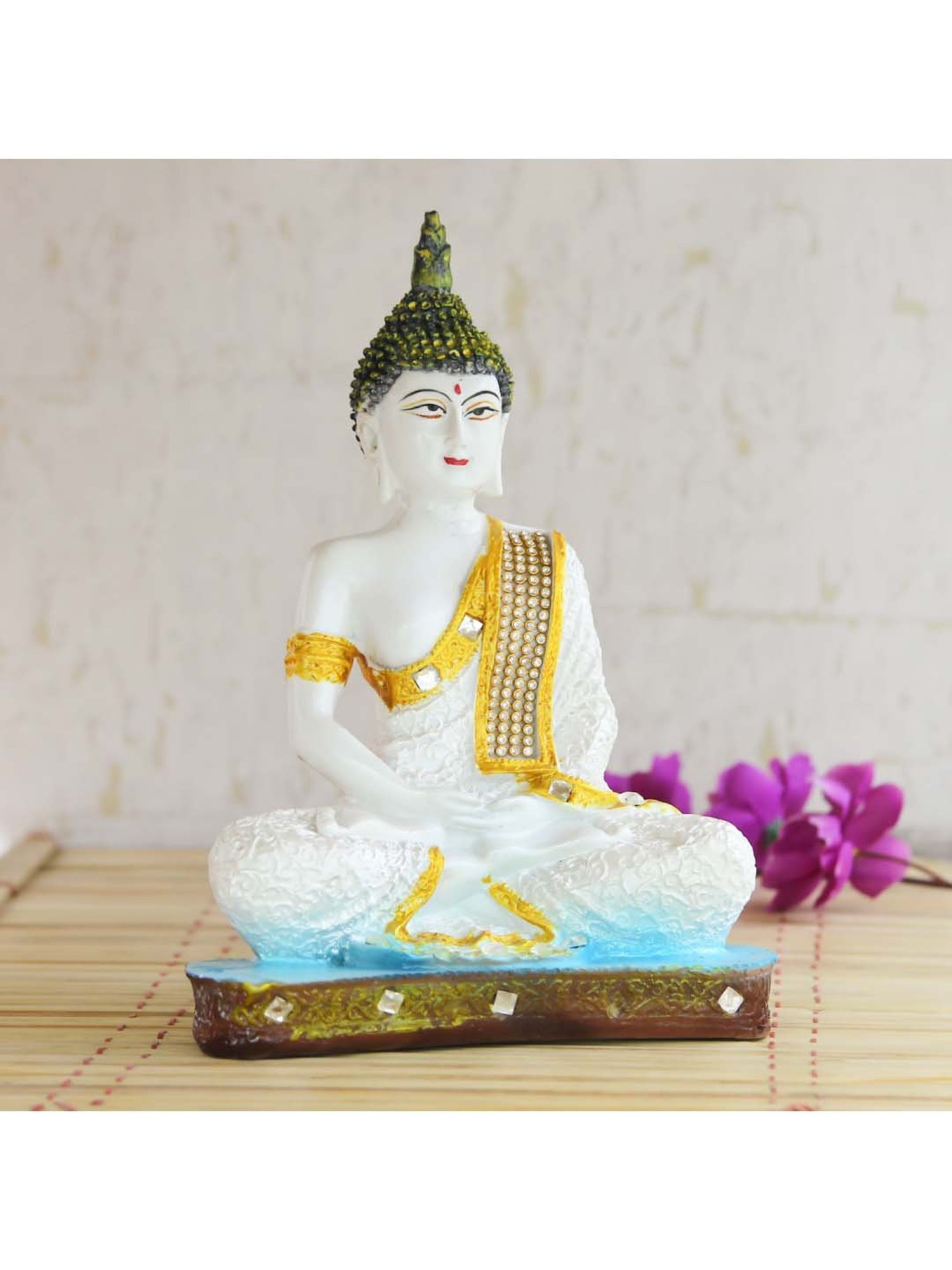 eCraftIndia White Buddha Decorative Showpiece - 24 cm