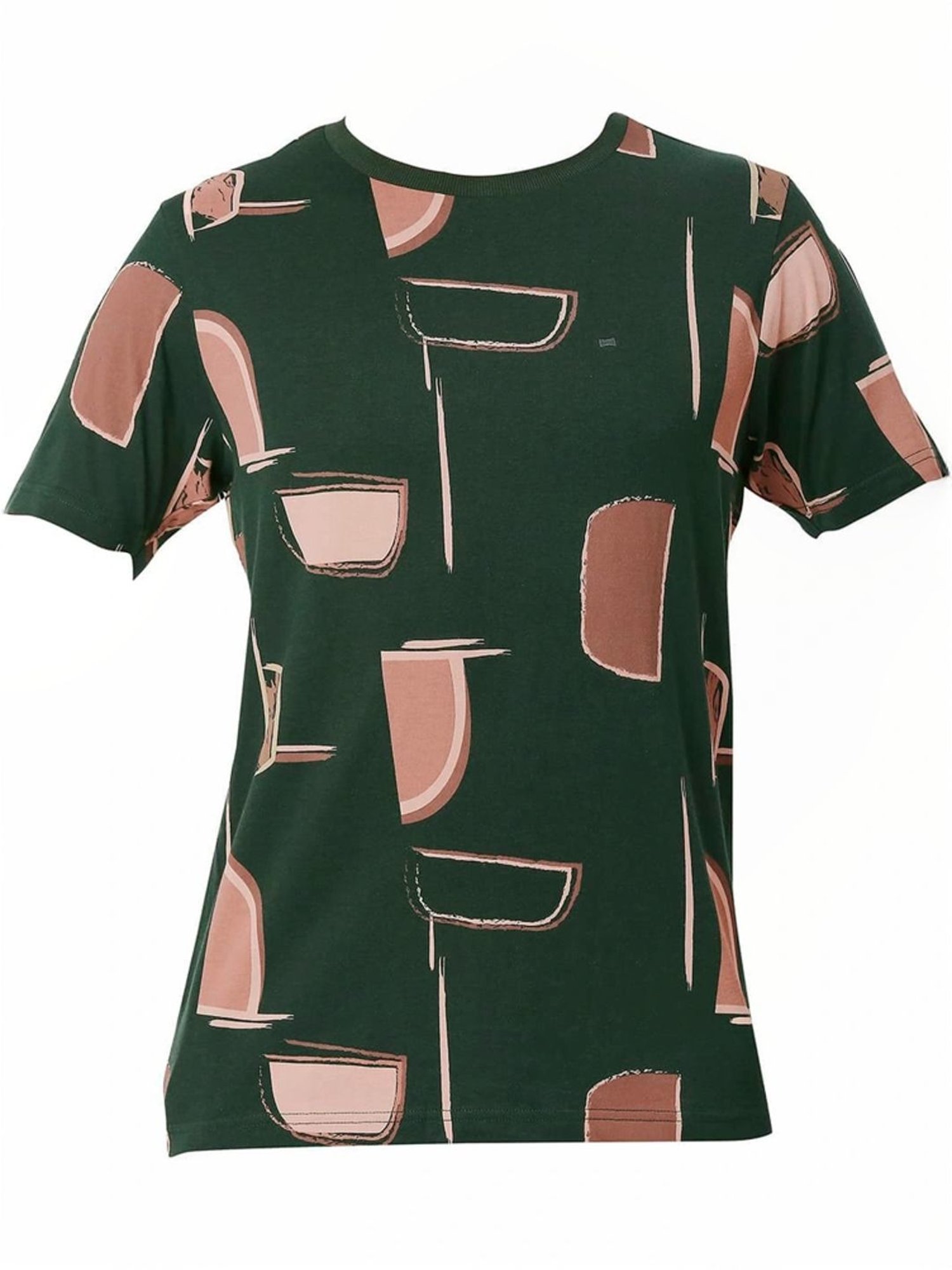 Basics Green Muscle Fit Printed T-Shirt