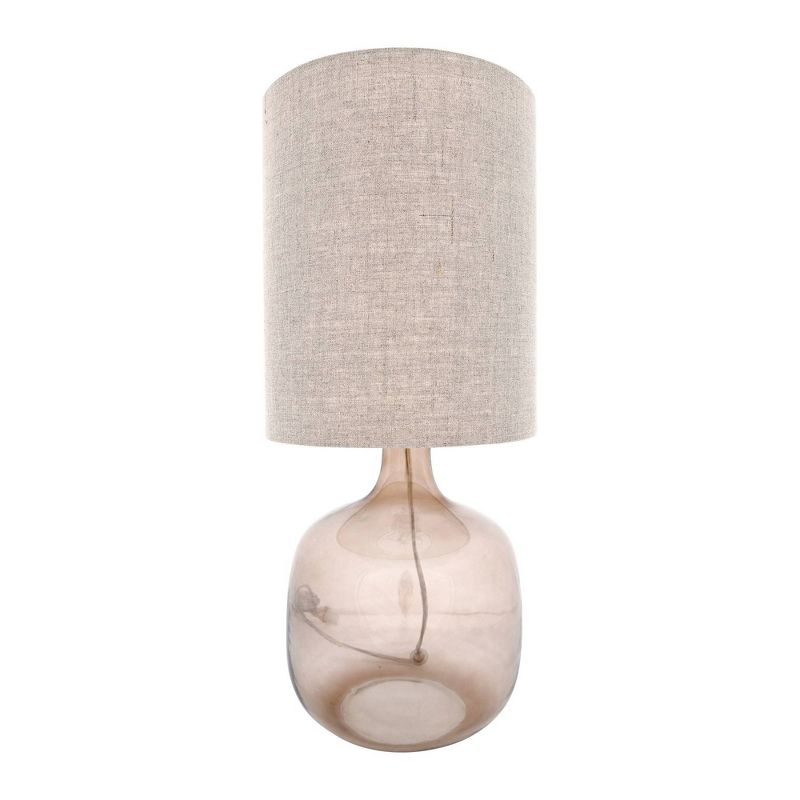 Possini Euro Design Industrial Table Lamp Oil Rubbed Bronze Clear Glass Burlap Tapered Drum Shade for Living Room Bedroom Bedside