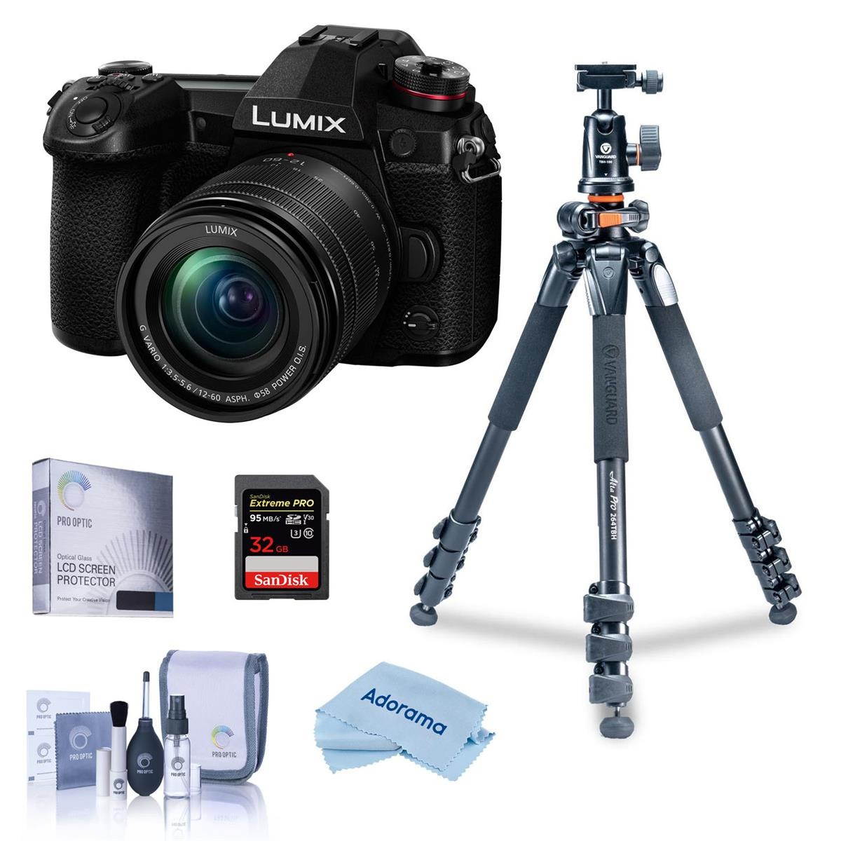 Panasonic Lumix G9 Camera w/12-60mm f/3.5-5.6 Lens, Bundle w/Vanguard Tripod Kit